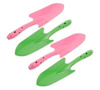 SHINEOFI Lot de 4 Petites Pelles de Jardin en Fer Épais Manche Intégré, Couleurs Vert et Rose, Outil de Bêchage et Truelle à Main pour Plantation et Entretien du Jardin sur Balcon