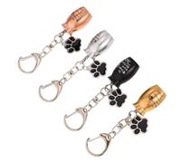 SHINEOFI Lot de 4 Porte-Clés Urne Funéraire pour Animaux en Métal Inoxydable Pendentifs Commémoratifs Patte de Chien Capsules Souvenir Légères pour Cendres Bijoux Mémoire pour Chiens et