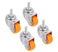 SHINEOFI Lot de 4 Roulettes Universelles pour Meubles Industrielles, Roues Nylon Orange Pivotantes 1 Pouce Tige Filetée M6x15, Résistantes à L'usure, Silencieuses et Adaptées au Mobilier