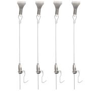 SHINEOFI Lot de 4 sets de Cordons d'Acier Inoxydable pour Suspendre Tableaux Ficelle Suspendre Réglable 1 Mètre avec Crochet et Tendeur Corde à Images Robuste pour Décoration Murale
