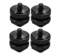SHINEOFI Lot de 4 Supports de Griffe Flash Double Vis 1/4 Pouce pour Appareil Photo Reflex Numérique et Caméscope, Adaptateur Trépied Léger et Compact, Fixation Accessoires LED