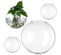 SHINEOFI Lot de 4 Vases Muraux en Verre Transparent 13,5 Cm pour Propagation de Plantes, Jardinières Suspendues D’intérieur, Supports Décoratifs pour Station de Multiplication Végétale