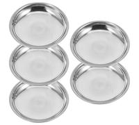 SHINEOFI Lot de 5 Assiettes Rondes en Acier Inoxydable 9 CM Plats à Sauce pour Apéritif Bols à Trempette Résistants aux Rayures pour Condiments Tapas et Sauces Diverses