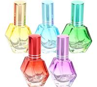 SHINEOFI Lot de 5 Flacons de Parfum Vintage en Verre Coloré 10 ML, Bouteilles Rechargeables pour Huiles Essentielles et Sprays Parfumés, Accessoires Décoratifs pour Couleur Aléatoire
