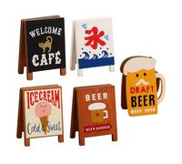 SHINEOFI Lot de 5 Mini Pinces Photo en Bois Décoratives Motifs Dessins Animés, Clips de Fixation Polyvalents pour Décoration de Fête, Bureau et Souvenirs, Accessoires Créatifs pour Photos