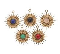 SHINEOFI Lot de 5 Pendentifs en Pierre Naturelle Breloques en Acier Inoxydable, Réutilisables et Sûrs pour Création de Bijoux Diy, pour Boucles D'oreilles et Colliers
