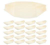 SHINEOFI Lot de 50 Bateaux en Bois Naturel 6 Pouces Plateaux Jetables pour Sushi Snacks et Amuse-Gueules Assiettes Rustiques pour Service Traiteur Pique-Niques et Réception