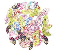 SHINEOFI Lot De 50 Boutons En Bois Éventail 30x18 Mm Mixte, Couture Créative, 2 Trous, Décoratifs Pour Vêtements Artisanaux, Diy Loisirs Créatifs, Scrapbooking, Tricot Et Crochet