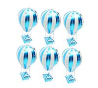 SHINEOFI Lot de 6 Ballons Aluminium Montgolfière 4D Bleus Décoration Gonflable pour Fête d'Anniversaire Garçon et Filles Accessoires Fête Salle de Classe Thème Voyage et Anniversaire