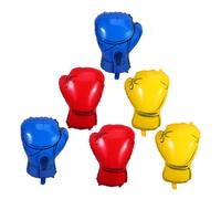 SHINEOFI Lot de 6 Ballons en Aluminium Forme de Moufles de Boxe Rouges, Jaunes et Bleus, Décorations D'anniversaire Thème Boxe, Centre de Table Coloré pour Fête Sportive ou Soirée Catch