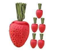 SHINEOFI Lot De 6 Jouets à Mâcher pour Hamsters Et Cobayes en Herbe Naturelle, Forme Fraise, Taille Petite, pour Stimulation Dentaire Stress des Petits Animaux