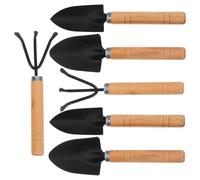 SHINEOFI Lot de 6 Outils de Jardinage à Main pour Plantes D'intérieur et Succulentes, Pelle et Râteau en Fer et Bois, Compact et Gain de Place, pour Débutants et Rangement en Tiroir