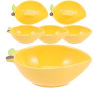 SHINEOFI Lot de 6 Petits Bols à Trempette en Céramique Jaune Forme Fruit, Bol Solide et Facile à Ranger, pour Restaurants et Mariages