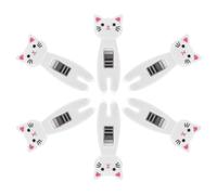 SHINEOFI Lot de 6 Pinces à Linge Multifonctions en Fer Design Chat Blanc Clip de Scellage Coupe-Vent Compact pour Vêtements Sachets Notes et Photos Usage Quotidien et Rangement