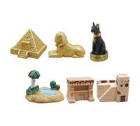 SHINEOFI Lot de 6 Set de Figurines Miniatures en Résine D'égypte Antique - Pyramides, Sphinx, Oasis et Tombeau - Décoration Intérieure et Bureau, Ornement Thème Désertique, Accessoire