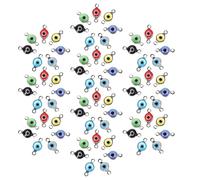 SHINEOFI Lot de 70 pendentifs connecteurs mauvais œil en acier inoxydable, breloques rondes pour bracelets, colliers, loisirs créatifs, fabrication de bijoux