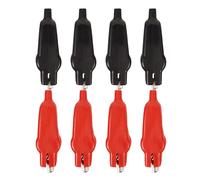 SHINEOFI Lot de 8 Mini Pinces Crocodiles Électriques 4 Rouges 4 Noires, Petites Pinces Crocodiles pour Testeurs Circuits et Câbles Électriques, Outil Compact pour Automobile