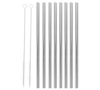 SHINEOFI Lot de 8 set de Pailles Cœur en Acier Inoxydable Argenté Réutilisables avec 2 Brosses de Nettoyage 20 CM Pailles Multi-Usages pour Boissons Cocktails et Fêtes