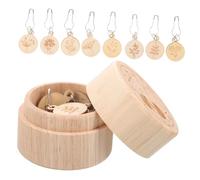 SHINEOFI Lot de Marqueurs de Point Bois Sculpté Ronds Légers et Résistants avec Boîte de Rangement pour Tricot Crochet et Couture Série Plante Naturelle Ensemble