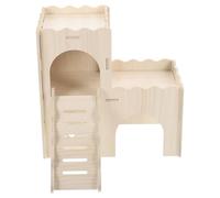 SHINEOFI Maison Bois pour Hamster avec Rampe Amusante Cachette Sécurisée et Espace de Repos Cabane DIY à Peindre pour Rongeurs et Cochons