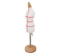 SHINEOFI Mannequin de Couture Miniature 1/4 en Tissu Blanc, Hauteur Réglable 31-48 Cm, Base Ronde en Bois, Buste Femme pour Modélisme, Confection et Création de Vêtements