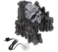 SHINEOFI Maquette de Grotte D’Aquarium en Résine avec Éclairage Monochrome, Décoration Refuge pour Poissons et Crevettes, Ornement Réaliste et Non Toxique pour Aquarium D’Eau Douce,