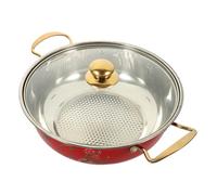 SHINEOFI Marmite en Acier Inoxydable 28 Cm Poignées, Casserole Multifonction pour Pot Chaud, Ustensile Cuisine Compatible Induction, Pot Couvert pour Cuisson Maison, Usage Commercial