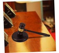 SHINEOFI Marteau de Juge Bois Massif avec Bloc Gavel pour Avocat Décoration Professionnelle et Enchères Accessoire Judiciaire pour Salles Daudience et Bureaux Juridiques