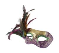 SHINEOFI Masque de Bal du Soir à Plumes Dégradé Violet Or Vert, Accessoire de Masque à Plumes Détachable, Confortable, pour Fête de Mariage et Carnaval Mardi Gras
