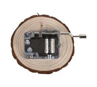 SHINEOFI Mini Boîte à Musique à Manivelle en Bois Écorce d'arbre, Dimensions 8,8 X 6 X 3,8 Cm, 18 Notes, Décoration Artisanale pour Anniversaire et Noël, Présent Musical Vintage