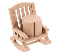 SHINEOFI Mini Fauteuil à Bascule Miniature et Tabouret Décoratif pour Maison de Poupée Petit Format, Imitation Bois Décoration Intérieure et Jardin Ensemble 2 Pièces Style Vintage Rustique