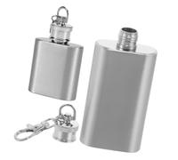 SHINEOFI Mini-flasques en Acier Inoxydable 2pcs avec Porte-clés et Mousqueton, Flasque Plate Portable Étanche pour Camping et Activités de Plein Air