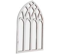 SHINEOFI Miroir Mural Autocollant Style Gothique Rustique 42x27 Cm Cadre Bois Arqué Miroir Décoratif Imitation Fenêtre à Carreaux Petit pour Salon Salle de Bain Cuisine Décoration Murale