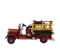 SHINEOFI Modèle de Voiture en Fer Forgé pour Mini Camion de Pompiers Rouge Vintage Art Sculpture Décoration Intérieure Créative Maison Bureau