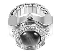 SHINEOFI Montre Bague Rétro en Métal Noire, Petite Montre Digitale Élastique, Accessoire Fantaisie Unisexe, Ornement de Doigt pour Usage Quotidien, Design Créatif et Décoratif