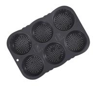 SHINEOFI Moule à Hamburger en Silicone 6 Cavités Antiadhésif, Moule de Cuisson pour Pains Français et Burgers, Résistant la Chaleur, Facile à Démouler, Ustensile de Pâtisserie