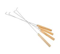 SHINEOFI Outil de Nettoyage pour Hachoir à Viande, Crochet Métal Manche en Bois, Lot de 4, Accessoire Professionnel pour Nettoyer Rainures de Machines à Découper, Ustensile Hygiénique la