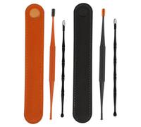 SHINEOFI Outils pour le cérumen Kit de 2 en acier inoxydable et silicone, extraction du cérumen, usage quotidien, voyage, pour la famille, format portable Couleur Aléatoire