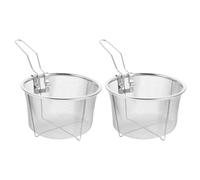 SHINEOFI Panier à Friture en Acier Inoxydable Argenté 2 Pièces, Résistant Séparation Rapide de L'eau Bouillante, pour Cuisiner des Nouilles Frites et Poulet Croustillant