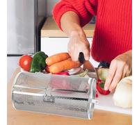 SHINEOFI Panier à Rôtisserie Rotatif pour Noix et Amandes, Acier Inoxydable | Cage de Cuisson Argentée, Porte Mobile Facile à Ouvrir, Trous Latéraux, Support à Axe Tournant