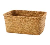 SHINEOFI Panier de Rangement en Jonc de Mer Naturel Tressé Boîte à Divers Rectangulaire Taille M Organiseur de Bureau Polyvalent pour Salon la Cuisine et Espace de Travail Panier de