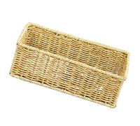 SHINEOFI Panier de Rangement en Rotin Tressé la Main 27x13x9 Cm, Panier Multifonction pour Couverts et Serviettes, Support Alimentaire Naturel Couleur Café Clair, la Cuisine et Bureau