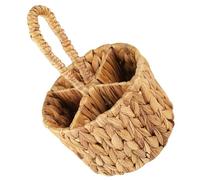 SHINEOFI Panier de Rangement Tressé à la Main en Jacinthe d'Eau Panier Rond Portable Multifonction Anse Rustique pour Décoration Maison et Pique-Niques Petit et Compact