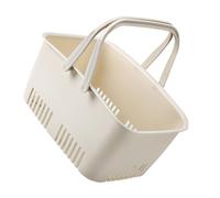 SHINEOFI Panier de Salle de Bain Portatif en Polypropylène Épais Beige, Panier de Rangement Perforé Drainage pour Organiser Serviettes et Produits de Toilette, Maison