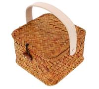SHINEOFI Panier Tressé avec Couvercle en Osier, Boîte Présent Carrée | Rangement Intérieur, pour Articles Ménagers et Légumes, Finition Soignée, Décoration Assortie, Orange