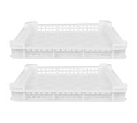 SHINEOFI Paniers empilables en plastique blanc - 2 plateaux de congélation pour conservation et séchage des poissons en opérations de fruits de mer