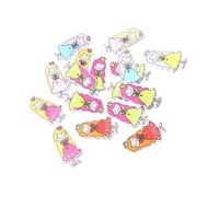 SHINEOFI Paquet de 2 Lot de Boutons de Couture Bois Décoratifs Colorés Motif Petite Princesse pour Artisanat Tricot et Scrapbooking Pack de Assortis