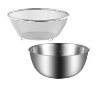 SHINEOFI Passoire à Mailles Fines en Acier Inoxydable 16 Cm, Panier Passoire Ménager 2 Pièces, Panier D'égouttage Multifonction pour Laver Riz, Légumes et Fruits, Ustensile la Cuisine