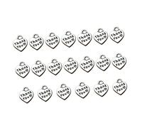 SHINEOFI Pendentif Merci En Alliage 20pcs Forme De Coeur Accessoires De Bricolage Décoration De Bijoux Présent Saint-valentin Pour Création De Bijoux