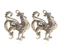 SHINEOFI Pendentifs Coq en Laiton X2, Artisanaux et Résistants, Décoration Rétro Unique pour Porte-clés ou Paquet, Accessoires Créatifs et Délicats pour Bijoux DIY